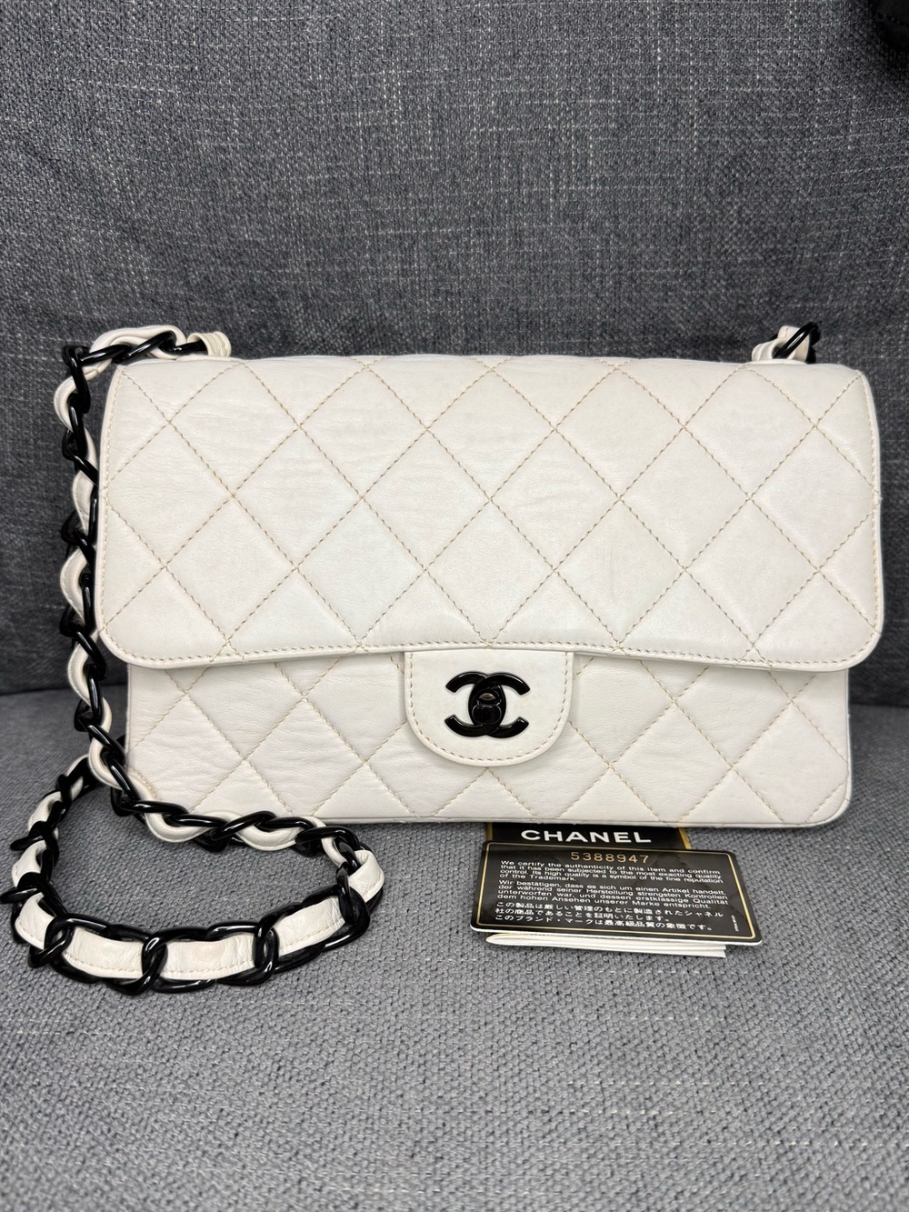 CHANEL classic flap bag plexi chain PANDA VINTAGE